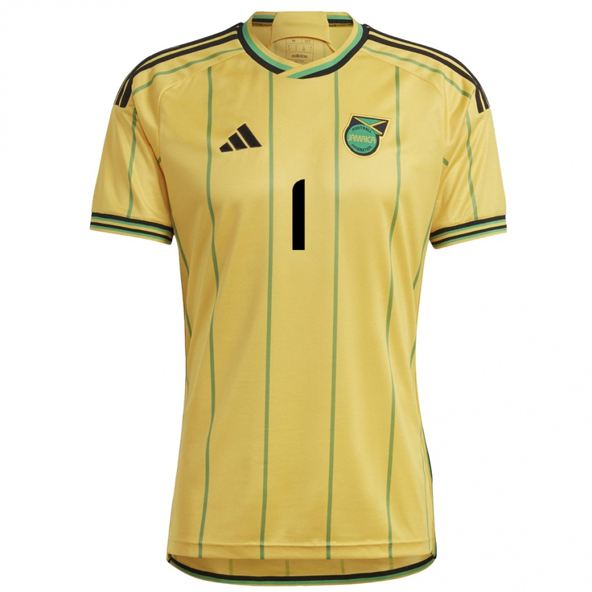 Niño Fútbol Camiseta Jamaica Shaquan Davis #1 Amarillo 1ª Equipación 24-26 Argentina