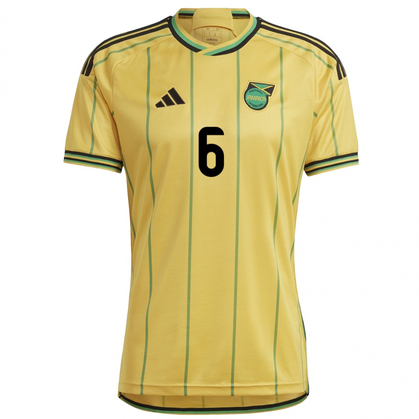 Niño Fútbol Camiseta Jamaica Di'shon Bernard #6 Amarillo 1ª Equipación 24-26 Argentina