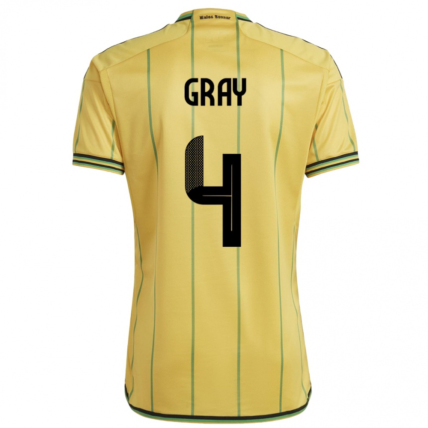 Niño Fútbol Camiseta Jamaica Tayvon Gray #4 Amarillo 1ª Equipación 24-26 Argentina