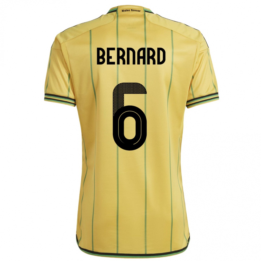 Niño Fútbol Camiseta Jamaica Di'shon Bernard #6 Amarillo 1ª Equipación 24-26 Argentina