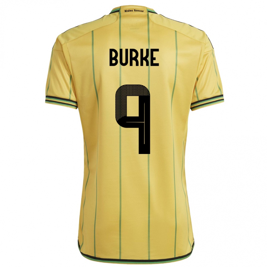 Niño Fútbol Camiseta Jamaica Cory Burke #9 Amarillo 1ª Equipación 24-26 Argentina