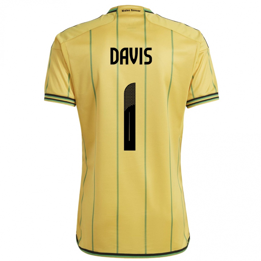 Niño Fútbol Camiseta Jamaica Shaquan Davis #1 Amarillo 1ª Equipación 24-26 Argentina