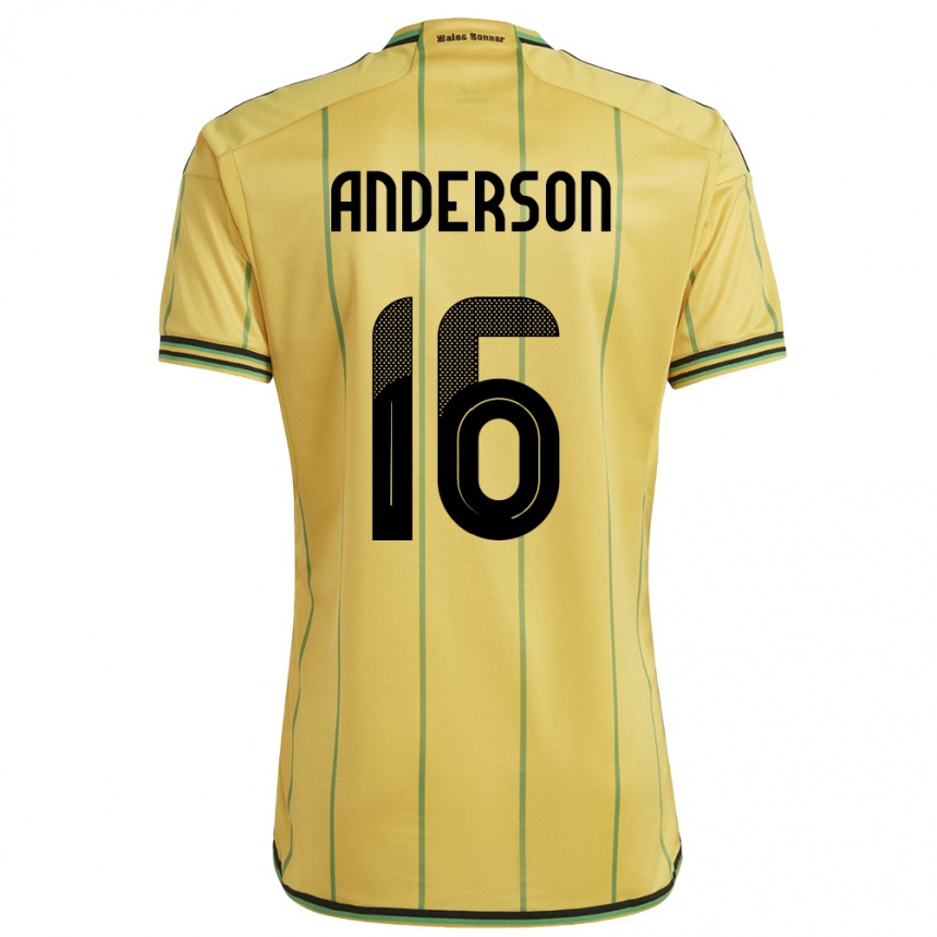 Niño Fútbol Camiseta Jamaica Karoy Anderson #16 Amarillo 1ª Equipación 24-26 Argentina