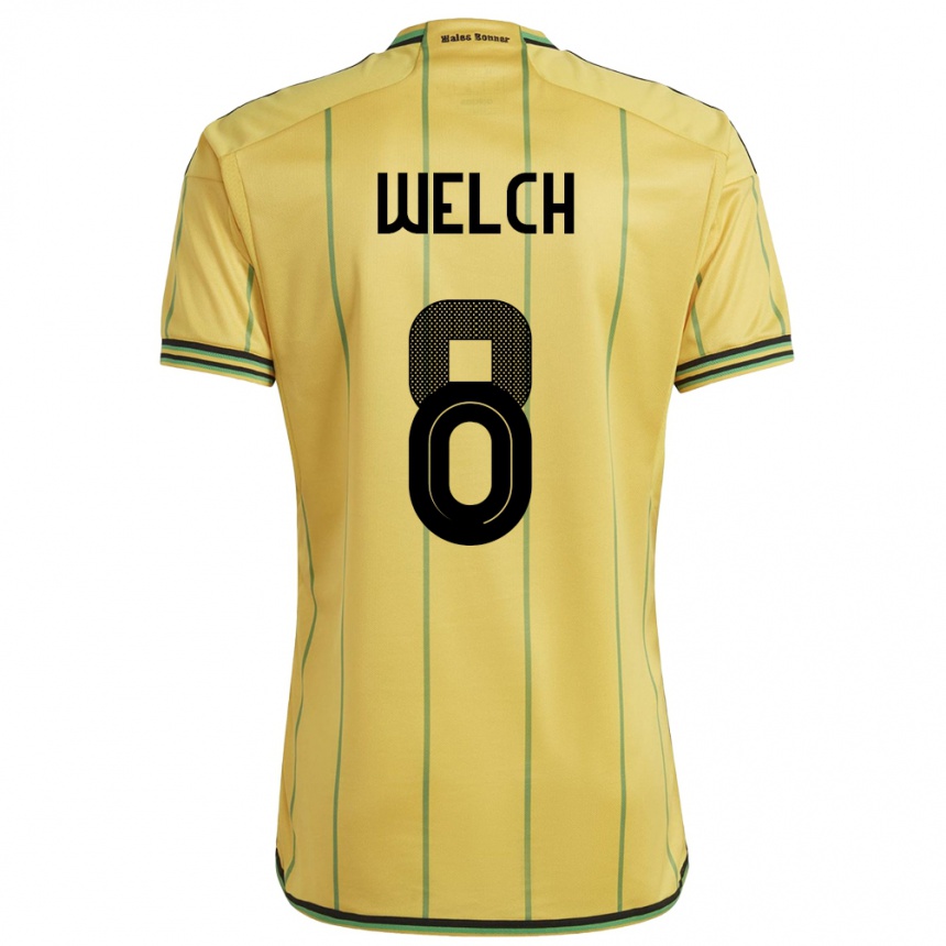 Niño Fútbol Camiseta Jamaica Makai Welch #8 Amarillo 1ª Equipación 24-26 Argentina