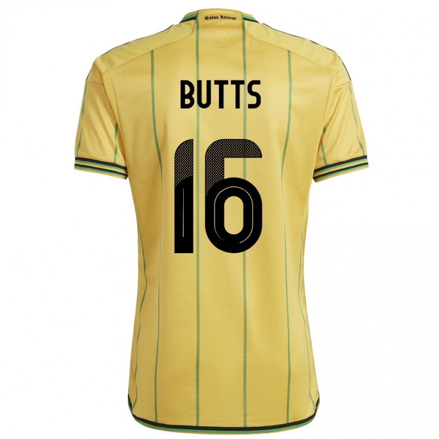 Niño Fútbol Camiseta Jamaica Njeri Butts #16 Amarillo 1ª Equipación 24-26 Argentina