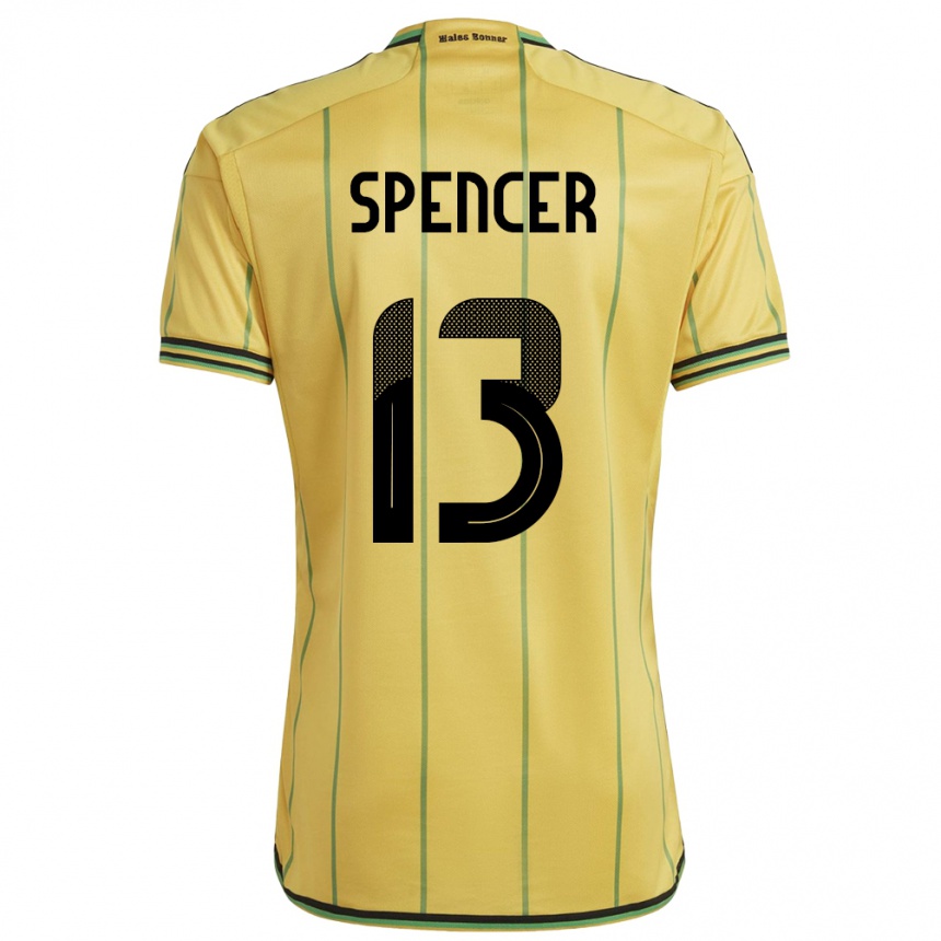 Niño Fútbol Camiseta Jamaica Rebecca Spencer #13 Amarillo 1ª Equipación 24-26 Argentina