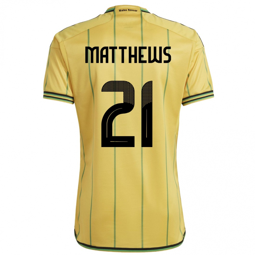 Niño Fútbol Camiseta Jamaica Cheyna Matthews #21 Amarillo 1ª Equipación 24-26 Argentina