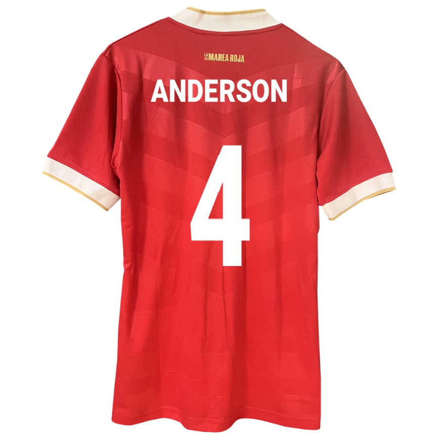 Niño Fútbol Camiseta Panamá Eduardo Anderson #4 Rojo 1ª Equipación 24-26 Argentina