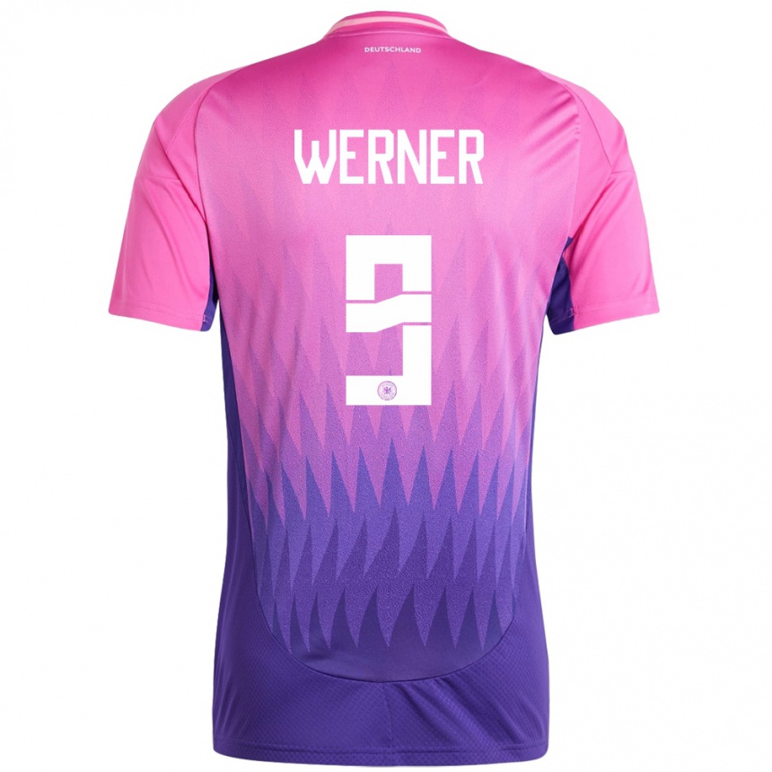 Niño Fútbol Camiseta Alemania Timo Werner #9 Rosado Morado 2ª Equipación 24-26 Argentina