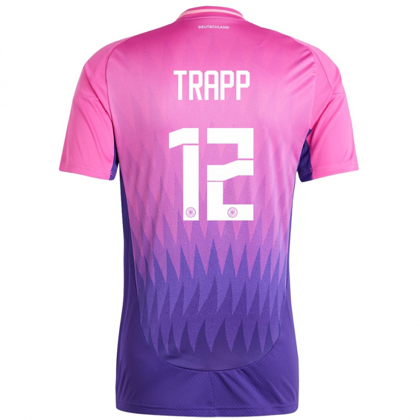 Niño Fútbol Camiseta Alemania Kevin Trapp #12 Rosado Morado 2ª Equipación 24-26 Argentina