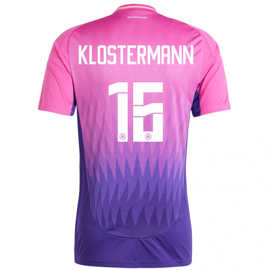 Niño Fútbol Camiseta Alemania Lukas Klostermann #16 Rosado Morado 2ª Equipación 24-26 Argentina