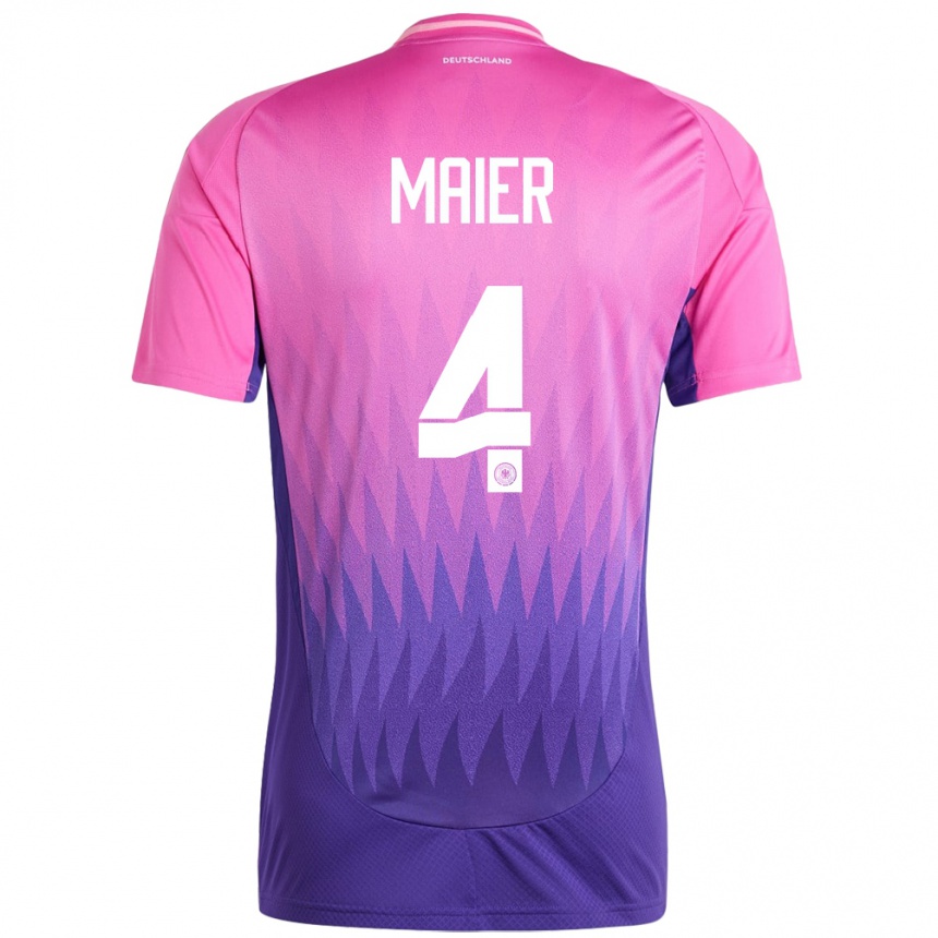 Niño Fútbol Camiseta Alemania Leonie Maier #4 Rosado Morado 2ª Equipación 24-26 Argentina