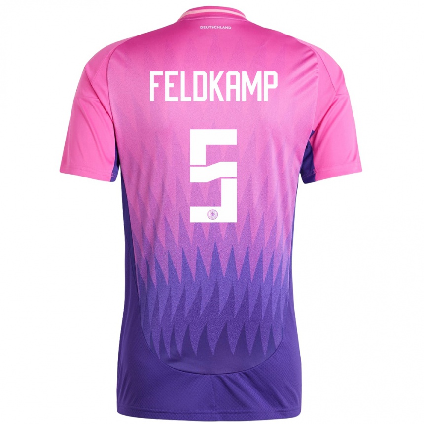 Niño Fútbol Camiseta Alemania Jana Feldkamp #5 Rosado Morado 2ª Equipación 24-26 Argentina