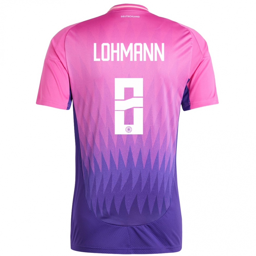 Niño Fútbol Camiseta Alemania Sydney Lohmann #8 Rosado Morado 2ª Equipación 24-26 Argentina