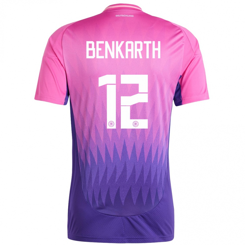 Niño Fútbol Camiseta Alemania Laura Benkarth #12 Rosado Morado 2ª Equipación 24-26 Argentina