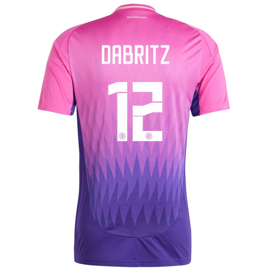 Niño Fútbol Camiseta Alemania Sara Dabritz #12 Rosado Morado 2ª Equipación 24-26 Argentina