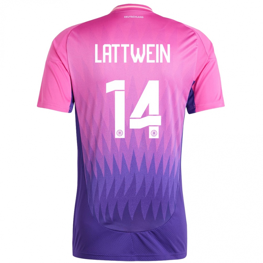 Niño Fútbol Camiseta Alemania Lena Lattwein #14 Rosado Morado 2ª Equipación 24-26 Argentina