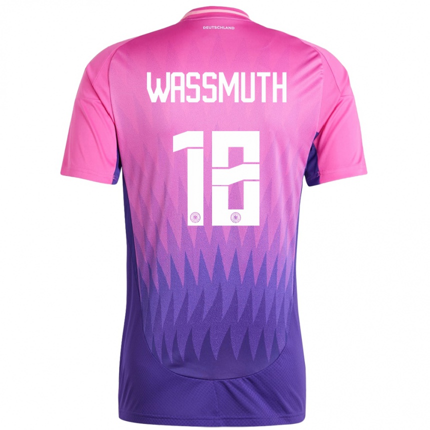 Niño Fútbol Camiseta Alemania Tabea Wabmuth #18 Rosado Morado 2ª Equipación 24-26 Argentina