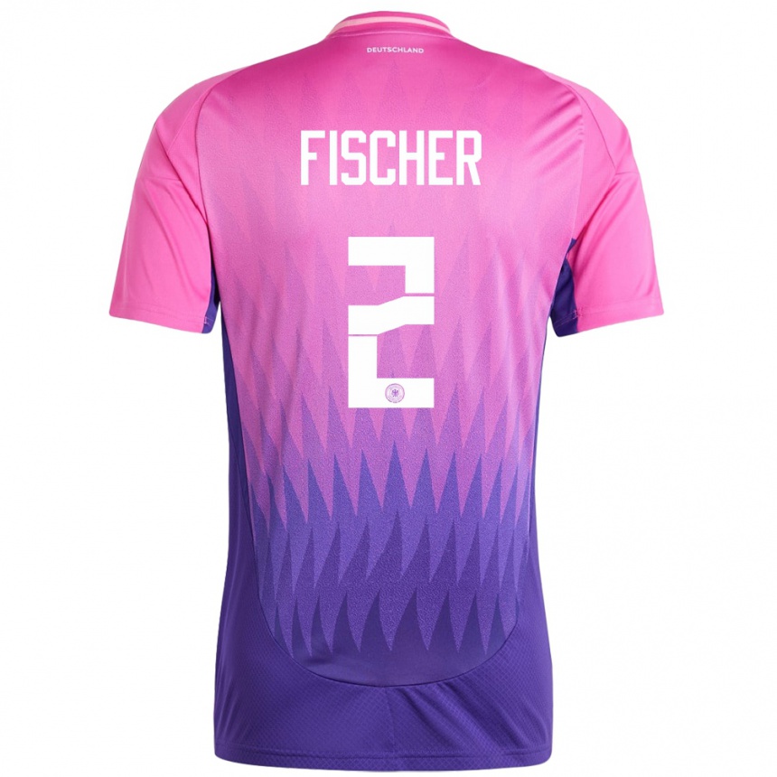 Niño Fútbol Camiseta Alemania Kilian Fischer #2 Rosado Morado 2ª Equipación 24-26 Argentina