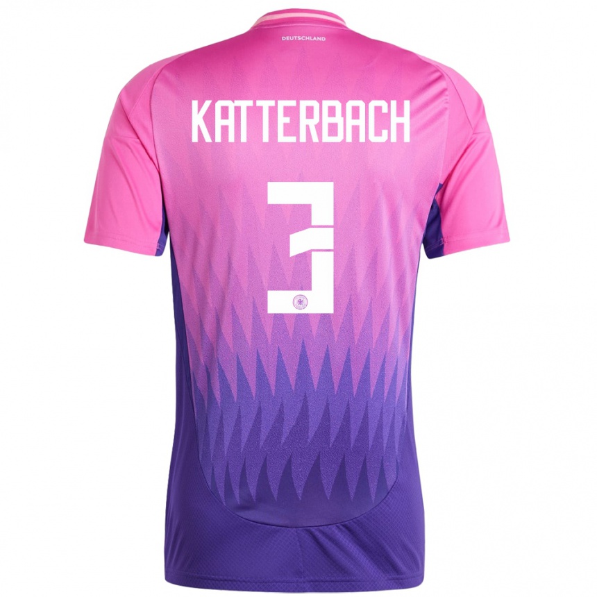 Niño Fútbol Camiseta Alemania Noah Katterbach #3 Rosado Morado 2ª Equipación 24-26 Argentina