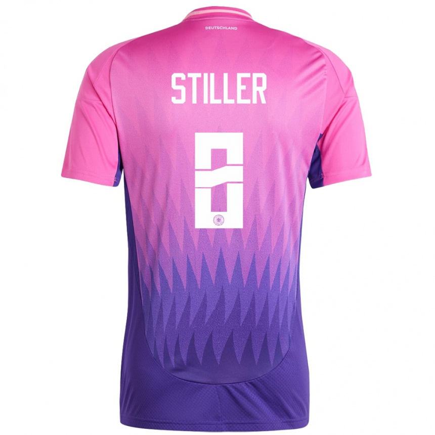 Niño Fútbol Camiseta Alemania Angelo Stiller #8 Rosado Morado 2ª Equipación 24-26 Argentina