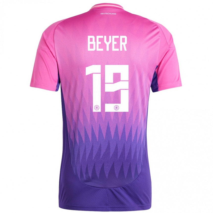 Niño Fútbol Camiseta Alemania Jordan Beyer #19 Rosado Morado 2ª Equipación 24-26 Argentina