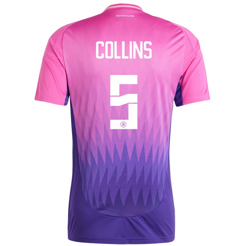 Niño Fútbol Camiseta Alemania Nnamdi Collins #5 Rosado Morado 2ª Equipación 24-26 Argentina