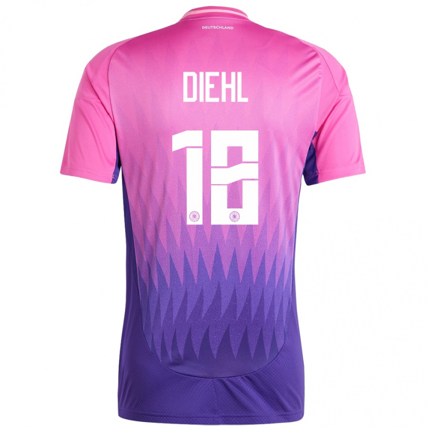 Niño Fútbol Camiseta Alemania Justin Diehl #18 Rosado Morado 2ª Equipación 24-26 Argentina