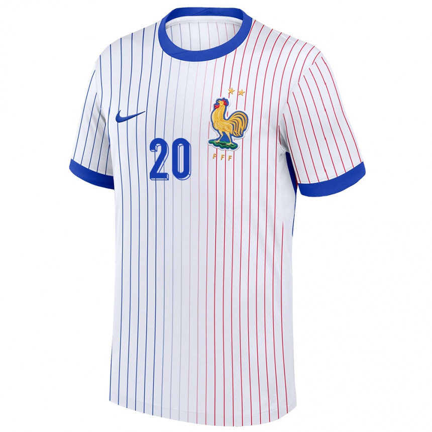 Niño Fútbol Camiseta Francia Delphine Cascarino #20 Blanco 2ª Equipación 24-26 Argentina