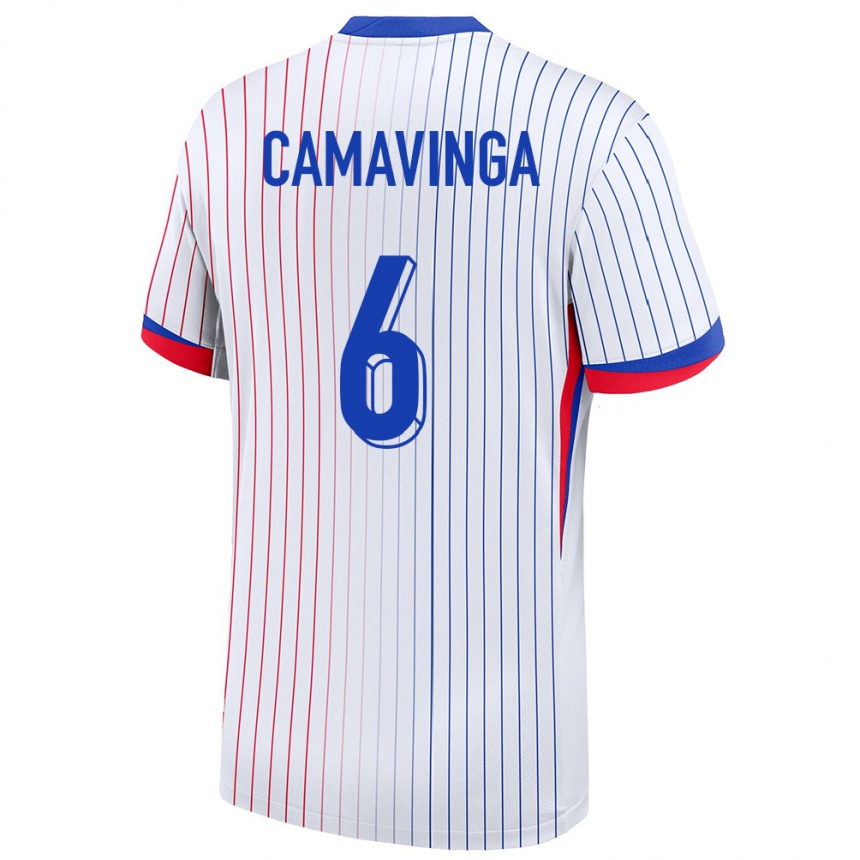 Niño Fútbol Camiseta Francia Eduardo Camavinga #6 Blanco 2ª Equipación 24-26 Argentina