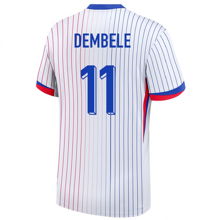 Niño Fútbol Camiseta Francia Ousmane Dembele #11 Blanco 2ª Equipación 24-26 Argentina