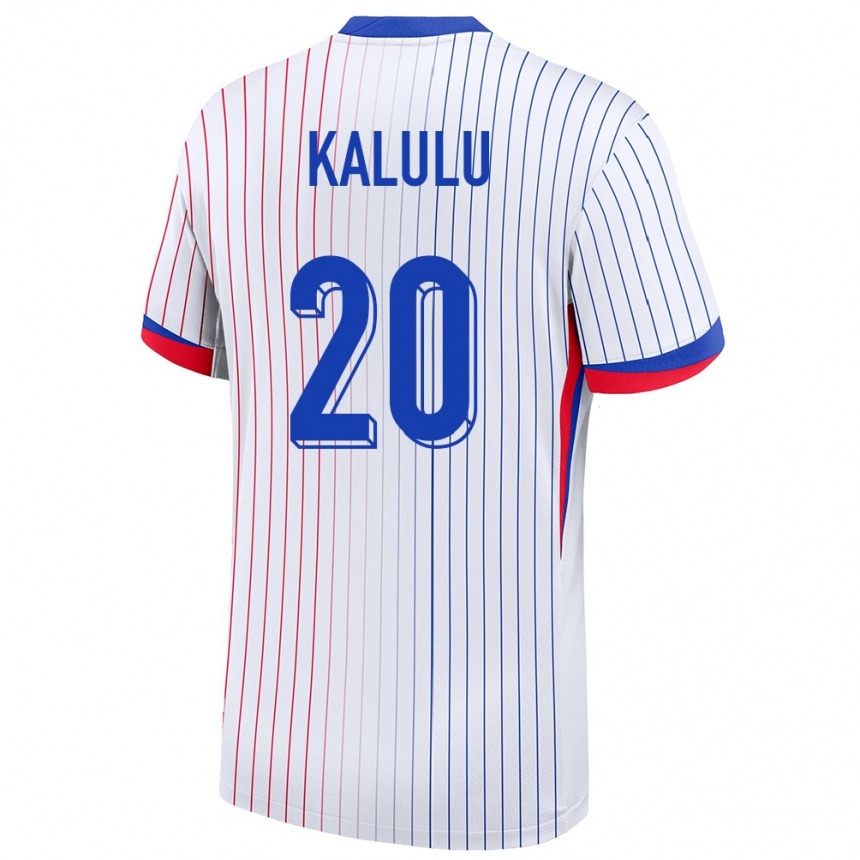 Niño Fútbol Camiseta Francia Pierre Kalulu #20 Blanco 2ª Equipación 24-26 Argentina