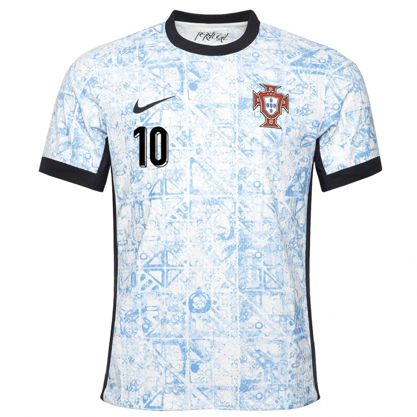 Niño Fútbol Camiseta Portugal Jessica Silva #10 Crema Azul 2ª Equipación 24-26 Argentina