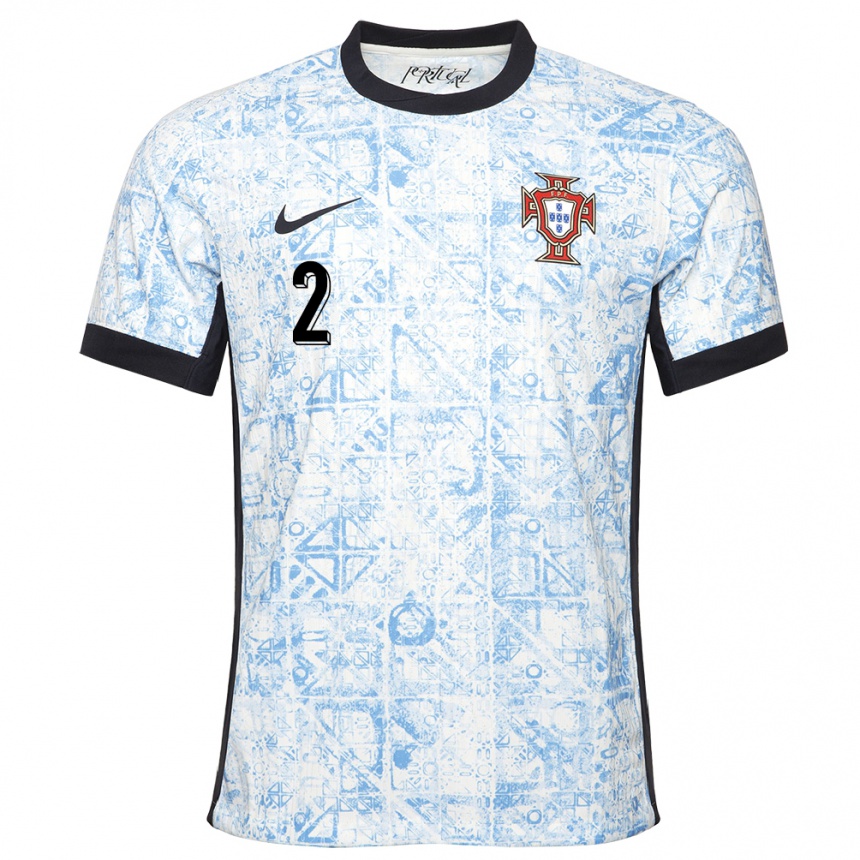 Niño Fútbol Camiseta Portugal Tiago Djalo #2 Crema Azul 2ª Equipación 24-26 Argentina