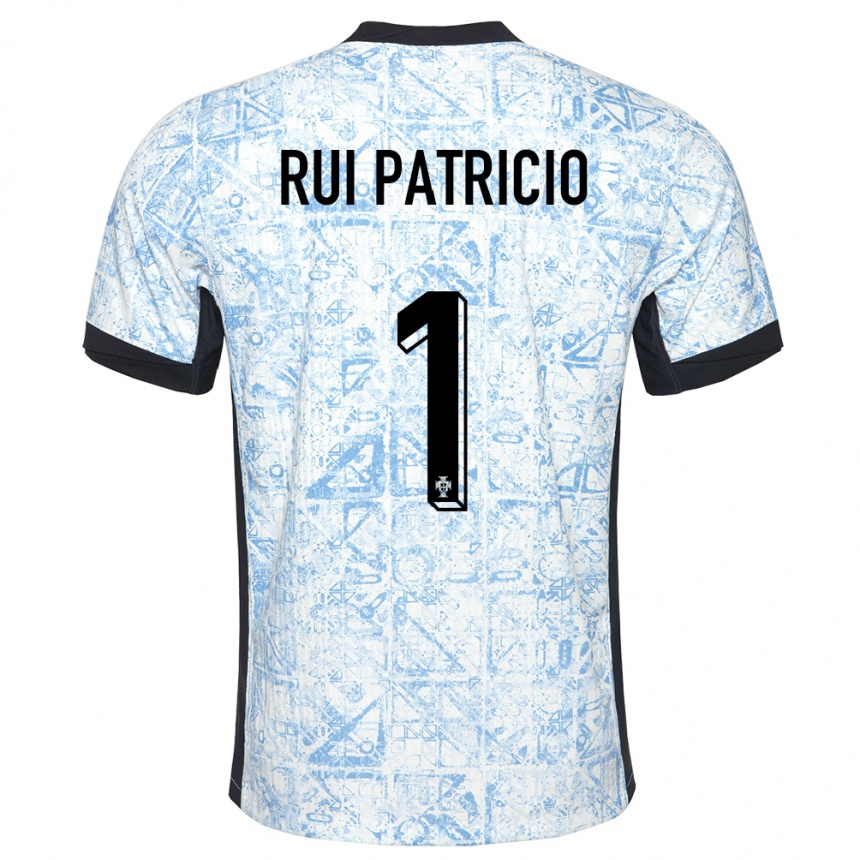 Niño Fútbol Camiseta Portugal Rui Patricio #1 Crema Azul 2ª Equipación 24-26 Argentina