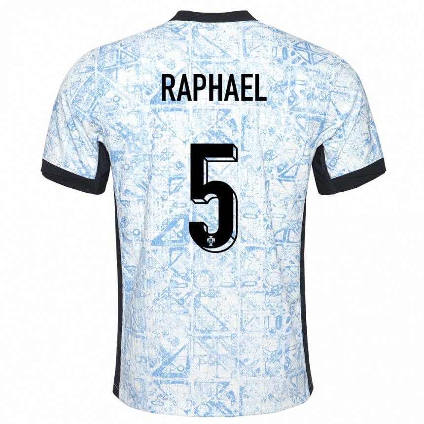 Niño Fútbol Camiseta Portugal Raphael Guerreiro #5 Crema Azul 2ª Equipación 24-26 Argentina