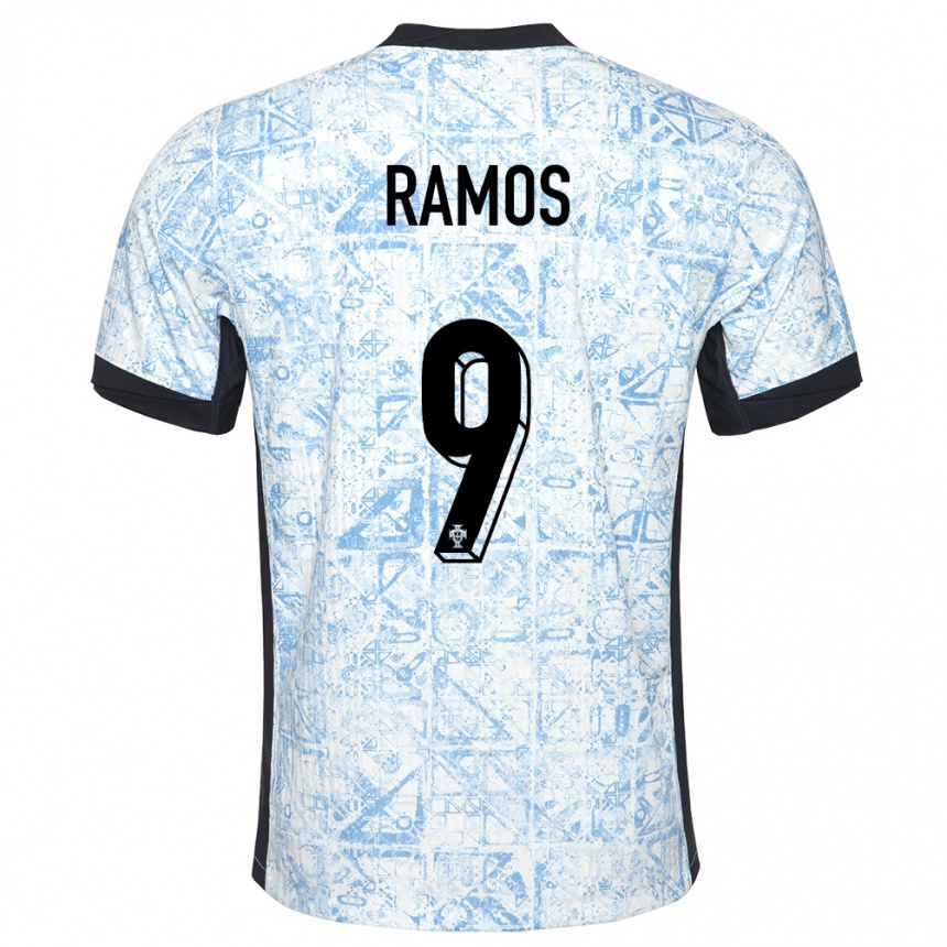 Niño Fútbol Camiseta Portugal Goncalo Ramos #9 Crema Azul 2ª Equipación 24-26 Argentina