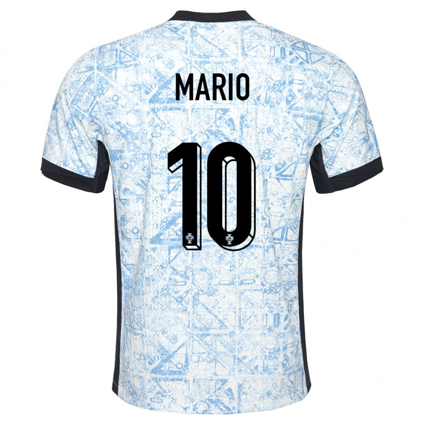 Niño Fútbol Camiseta Portugal Joao Mario #10 Crema Azul 2ª Equipación 24-26 Argentina