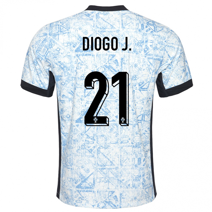 Niño Fútbol Camiseta Portugal Diogo Jota #21 Crema Azul 2ª Equipación 24-26 Argentina