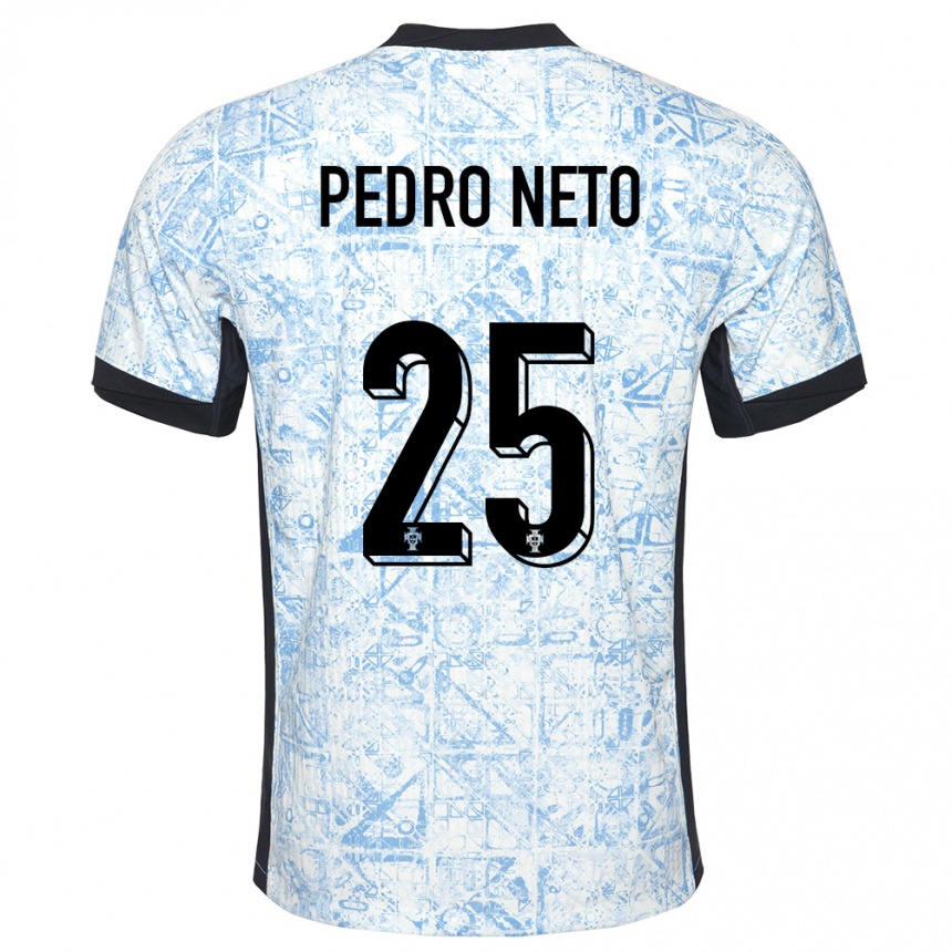 Niño Fútbol Camiseta Portugal Pedro Neto #25 Crema Azul 2ª Equipación 24-26 Argentina