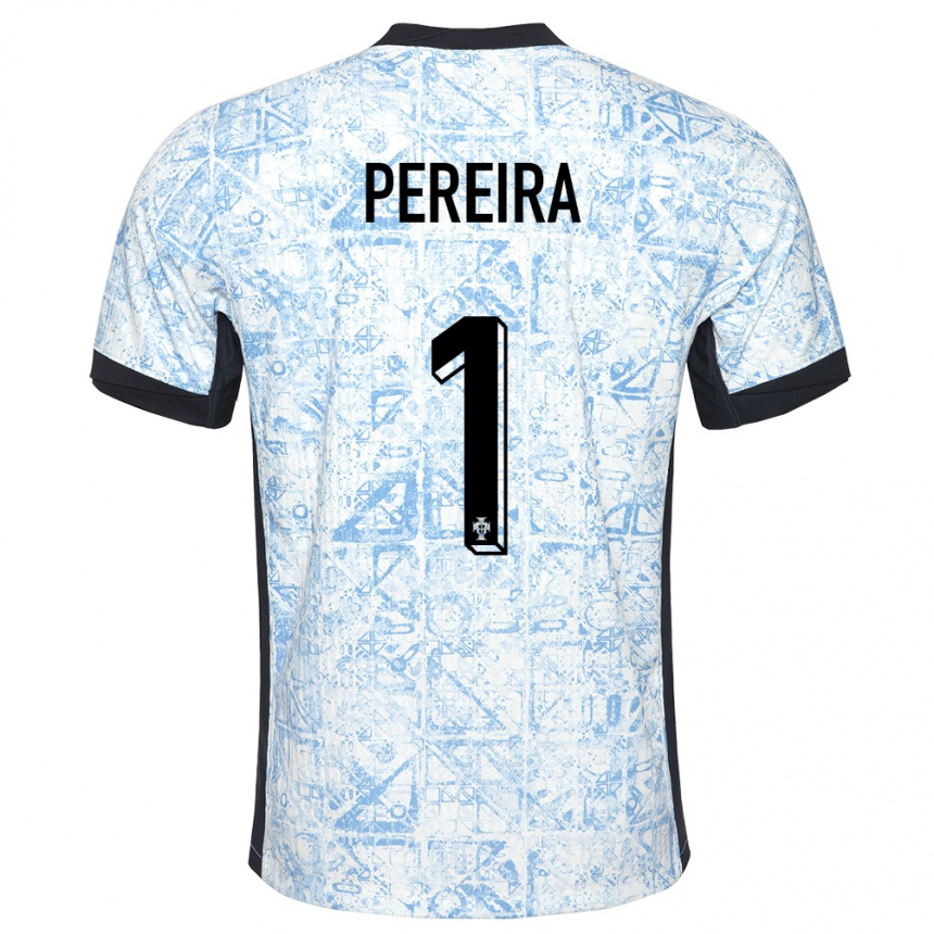 Niño Fútbol Camiseta Portugal Ines Pereira #1 Crema Azul 2ª Equipación 24-26 Argentina