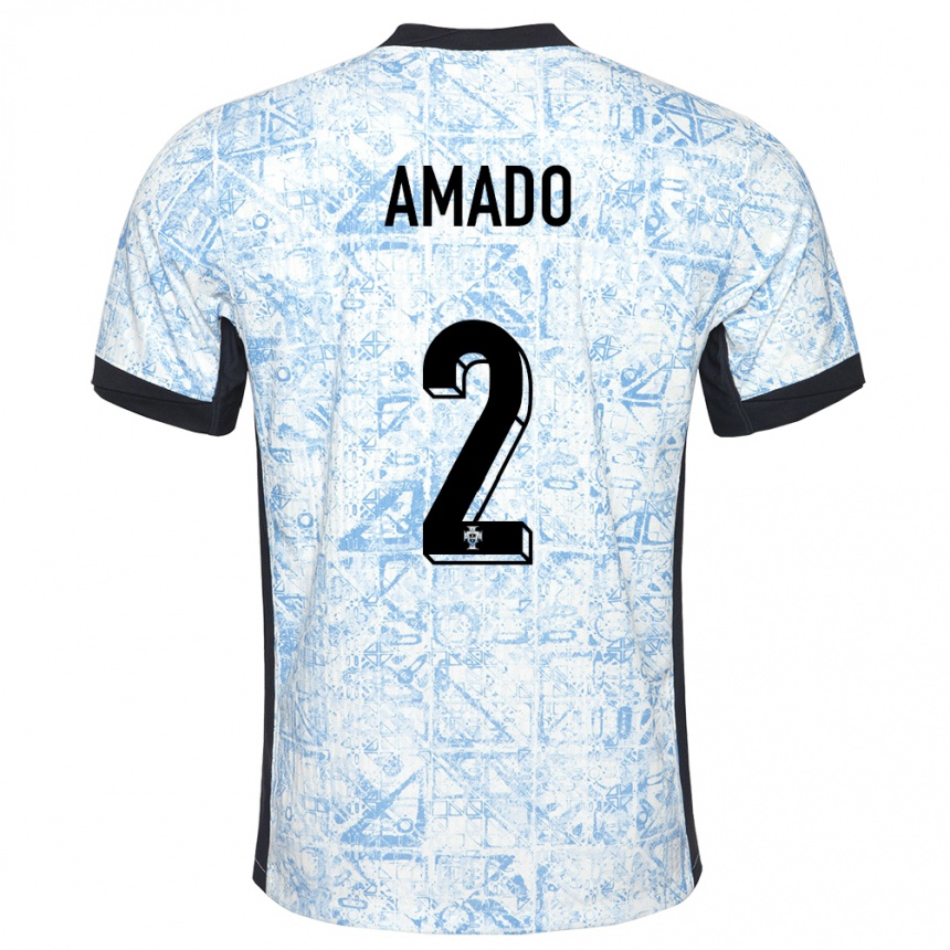 Niño Fútbol Camiseta Portugal Catarina Amado #2 Crema Azul 2ª Equipación 24-26 Argentina