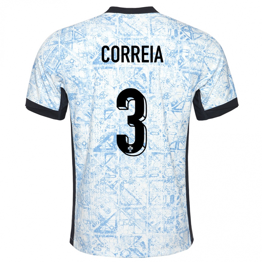 Niño Fútbol Camiseta Portugal Alicia Correia #3 Crema Azul 2ª Equipación 24-26 Argentina