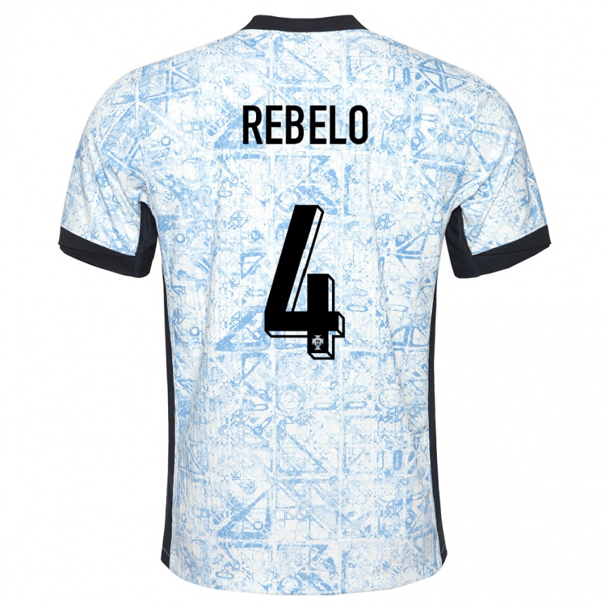 Niño Fútbol Camiseta Portugal Silvia Rebelo #4 Crema Azul 2ª Equipación 24-26 Argentina