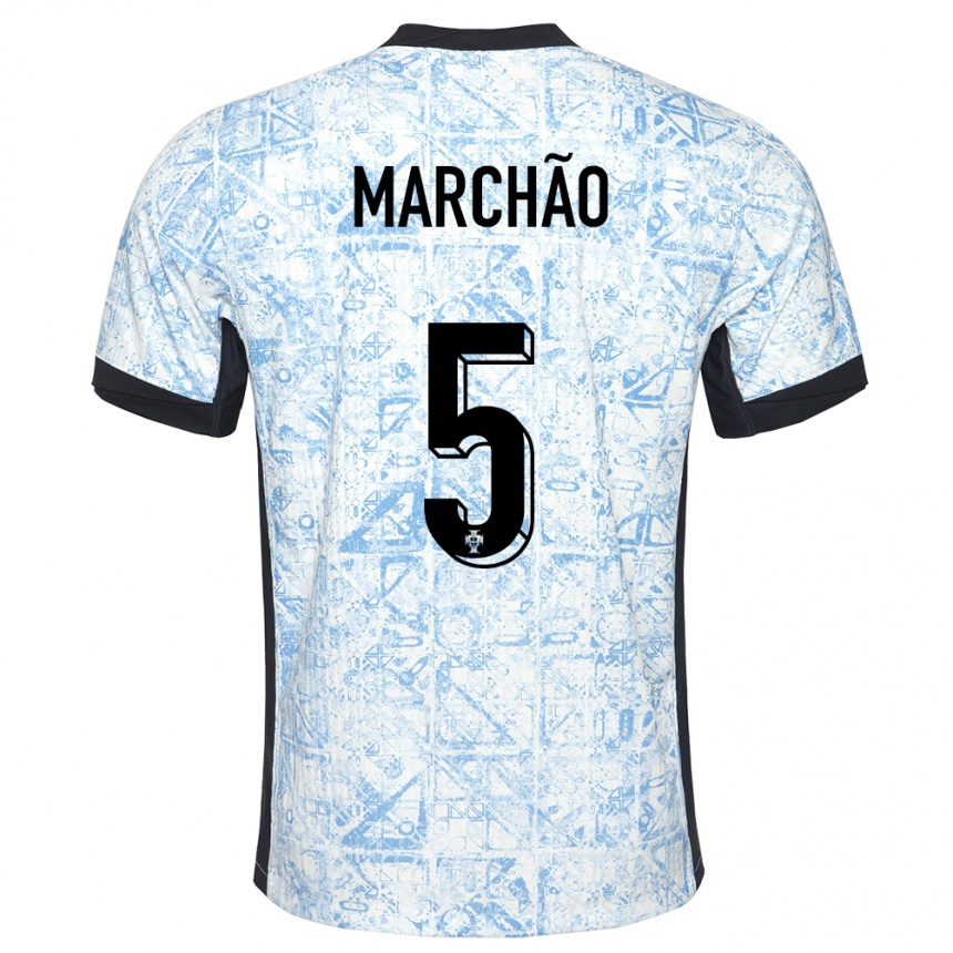 Niño Fútbol Camiseta Portugal Joana Marchao #5 Crema Azul 2ª Equipación 24-26 Argentina