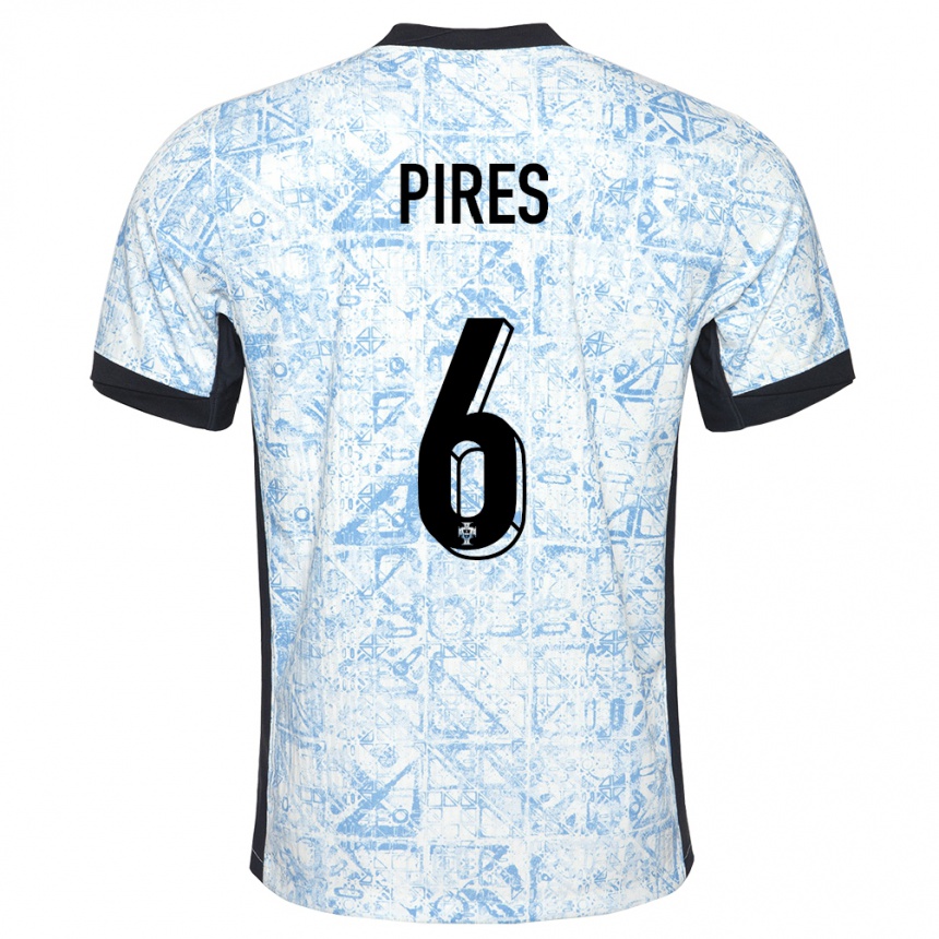 Niño Fútbol Camiseta Portugal Suzane Pires #6 Crema Azul 2ª Equipación 24-26 Argentina