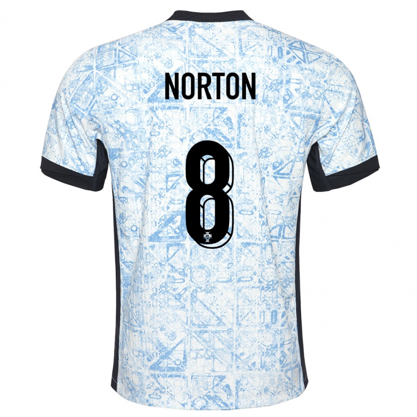 Niño Fútbol Camiseta Portugal Andreia Norton #8 Crema Azul 2ª Equipación 24-26 Argentina