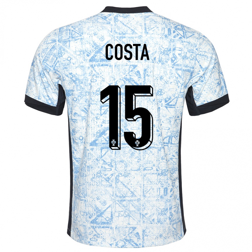 Niño Fútbol Camiseta Portugal Carole Costa #15 Crema Azul 2ª Equipación 24-26 Argentina