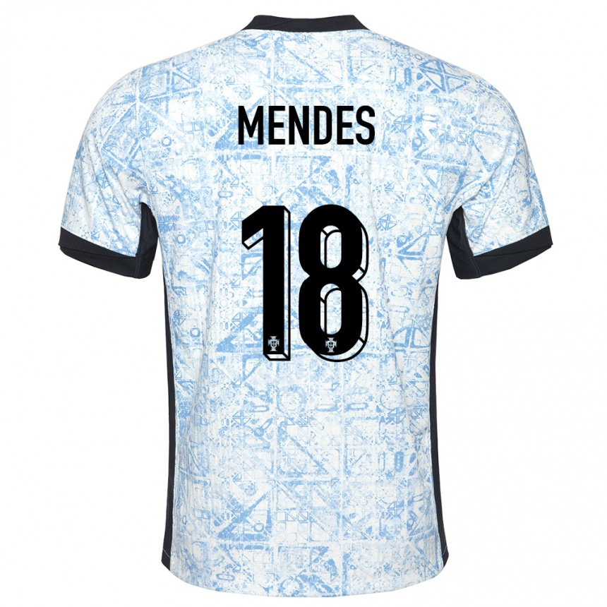 Niño Fútbol Camiseta Portugal Carolina Mendes #18 Crema Azul 2ª Equipación 24-26 Argentina