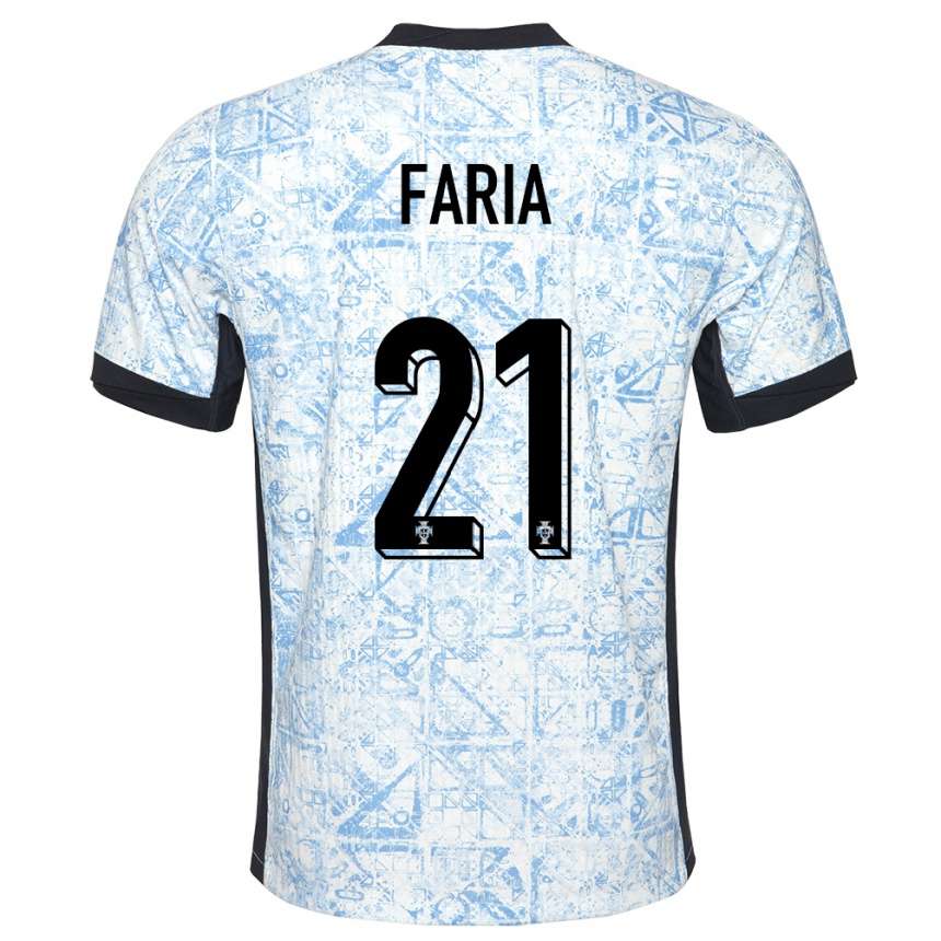 Niño Fútbol Camiseta Portugal Andreia Faria #21 Crema Azul 2ª Equipación 24-26 Argentina